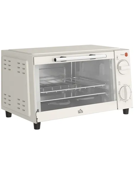 HOMCOM Mini Oven, 9L Countertop Electric Grill, Toaster Oven with Adjustable Temperature, Timer, Dishwasher Safe Baking Tray and