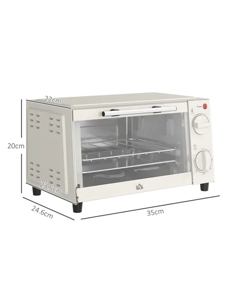 HOMCOM Mini Oven, 9L Countertop Electric Grill, Toaster Oven with Adjustable Temperature, Timer, Dishwasher Safe Baking Tray and