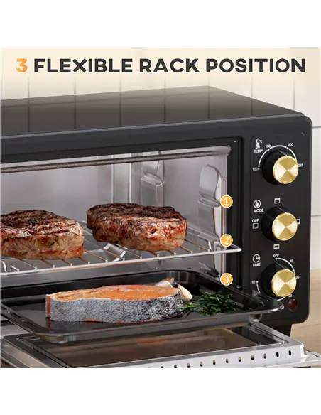 HOMCOM 16L Mini 1400W Countertop Oven - Black