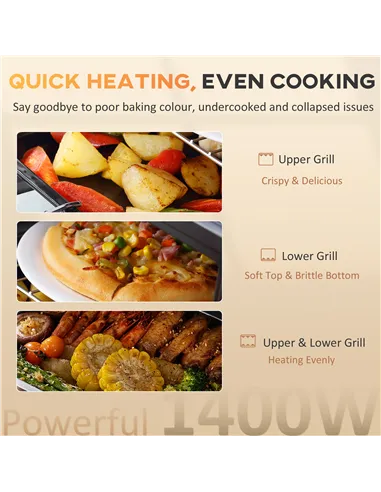 HOMCOM 16L Mini 1400W Countertop Oven - Black