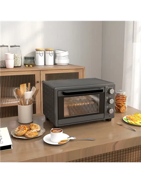 HOMCOM 21L Mini Countertop Oven, 100°C-230°C Adjustable Temp - Grey
