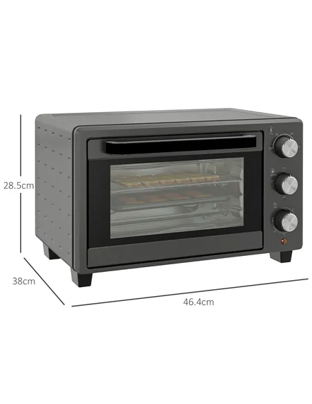 HOMCOM 21L Mini Countertop Oven, 100°C-230°C Adjustable Temp - Grey
