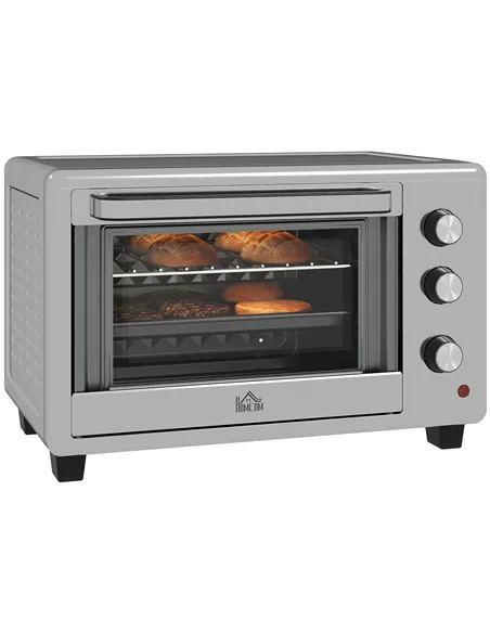 HOMCOM 30L 60-230℃ Mini Electric Oven, with Accessories - Silver Tone