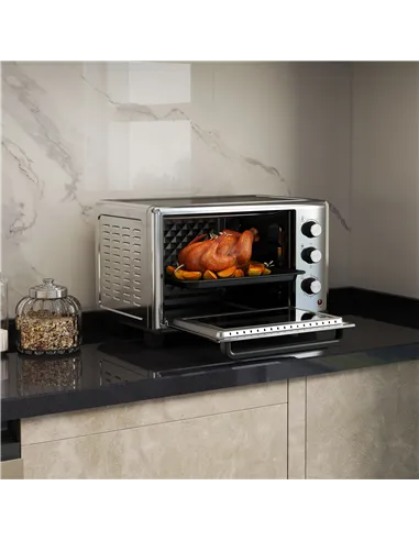 HOMCOM 30L 60-230℃ Mini Electric Oven, with Accessories - Silver Tone