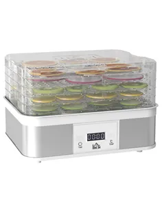HOMCOM 5 Tier Food Dehydrator, 245W Stainless Steel Food Dryer Machine with Adjustable Temperature, Timer and LCD Display for Dr