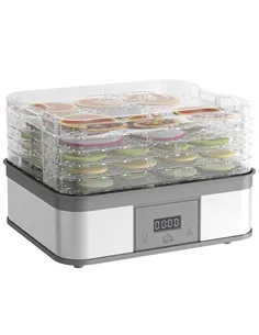 HOMCOM 5 Tier Food Dehydrator, 245W Stainless Steel Food Dryer Machine with Adjustable Temperature, Timer and LCD Display for Dr