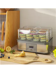 HOMCOM 5 Tier Food Dehydrator, 245W Stainless Steel Food Dryer Machine with Adjustable Temperature, Timer and LCD Display for Dr 2