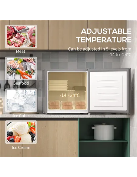 HOMCOM 35L Mini Freezer, -24℃ to -14℃ Temperature - Grey