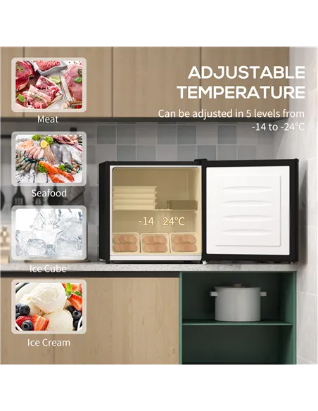 HOMCOM 35L Mini Freezer, -24℃ to -14℃ Temperature - Black