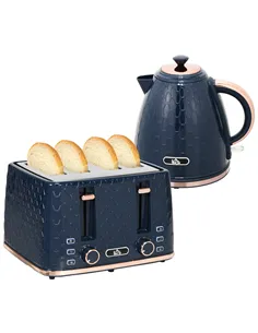 HOMCOM Kettle and Toaster Set, 1.7L 3000W Fast Boil Jug Kettle with Auto Shut Off, 4 Slice Toaster with 7 Level Browning Control