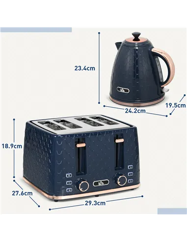 HOMCOM Kettle and Toaster Set, 1.7L 3000W Fast Boil Jug Kettle with Auto Shut Off, 4 Slice Toaster with 7 Level Browning Control