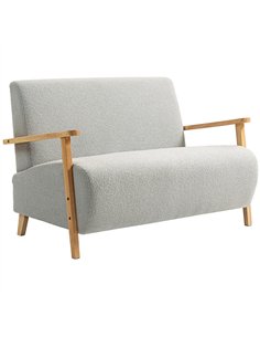 HOMCOM Small Sherpa Fabric 2 Seater Sofa Settee - Light Grey