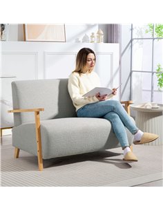 HOMCOM Small Sherpa Fabric 2 Seater Sofa Settee - Light Grey 2