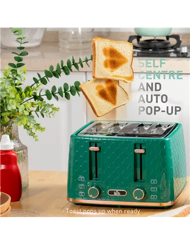 HOMCOM Kettle and Toaster Set, 1.7L 3000W Fast Boil Jug Kettle with Auto Shut Off, 4 Slice Toaster with 7 Level Browning Control