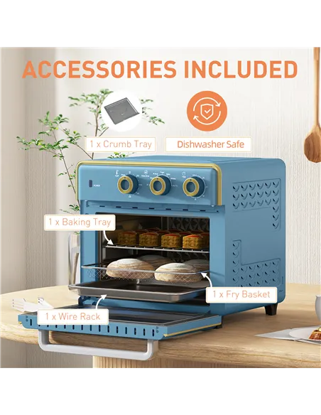 HOMCOM 20L 90-230℃ Mini Electric Oven - Blue