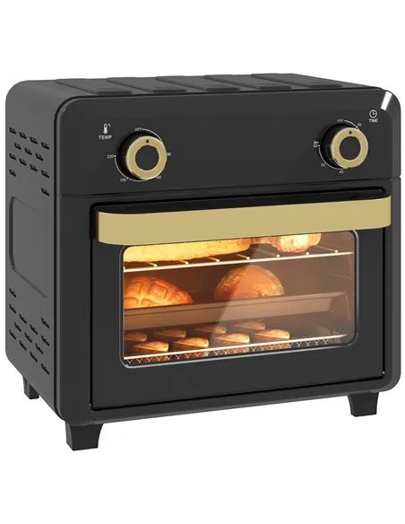 HOMCOM 10L Air Fryer Oven, Mini Oven, Oil Free Cooking, Grill, Roast, Bake, with Adjustable Temperature, Timer, Dishwasher Safe,