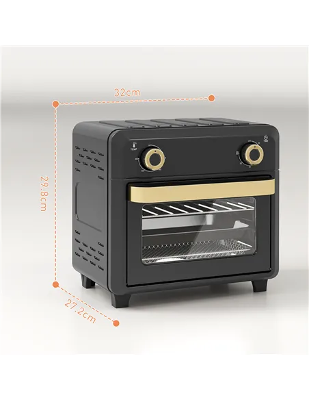 HOMCOM 10L Air Fryer Oven, Mini Oven, Oil Free Cooking, Grill, Roast, Bake, with Adjustable Temperature, Timer, Dishwasher Safe,
