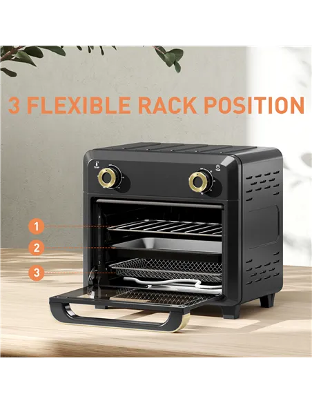 HOMCOM 10L Air Fryer Oven, Mini Oven, Oil Free Cooking, Grill, Roast, Bake, with Adjustable Temperature, Timer, Dishwasher Safe,