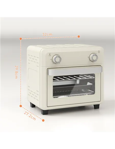 HOMCOM 10L Air Fryer Oven, Mini Oven, Oil Free Cooking, Grill, Roast, Bake, with Adjustable Temperature, Timer, Dishwasher Safe,