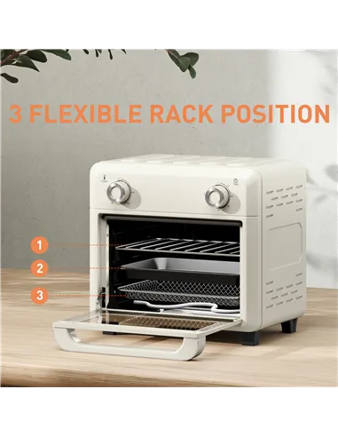 HOMCOM 10L Air Fryer Oven, Mini Oven, Oil Free Cooking, Grill, Roast, Bake, with Adjustable Temperature, Timer, Dishwasher Safe,