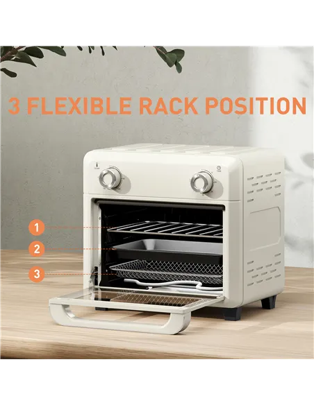 HOMCOM 10L Air Fryer Oven, Mini Oven, Oil Free Cooking, Grill, Roast, Bake, with Adjustable Temperature, Timer, Dishwasher Safe,