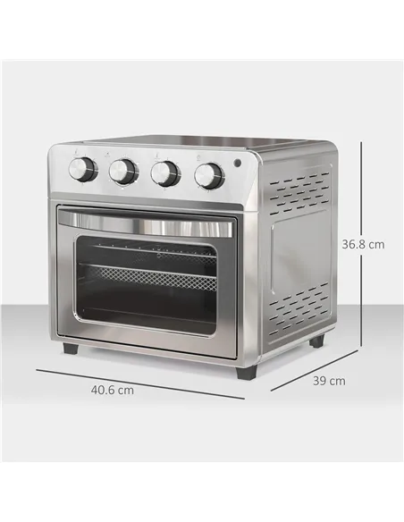 HOMCOM 24L Air Fryer Oven, Mini Oven, Oil Free Cooking, Grill, Roast, Bake, with Adjustable Temperature, Timer, Touch Screen, Di