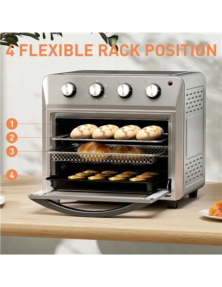 HOMCOM 24L Air Fryer Oven, Mini Oven, Oil Free Cooking, Grill, Roast, Bake, with Adjustable Temperature, Timer, Touch Screen, Di