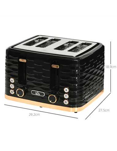 HOMCOM Four-Slice Rippled Toaster - Black