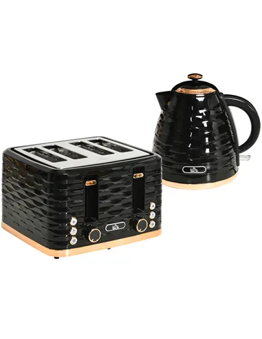 HOMCOM Four-Slice Rippled Toaster - Black