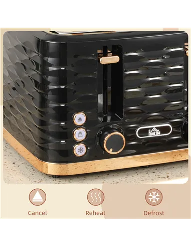 HOMCOM Four-Slice Rippled Toaster - Black