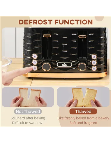 HOMCOM Four-Slice Rippled Toaster - Black