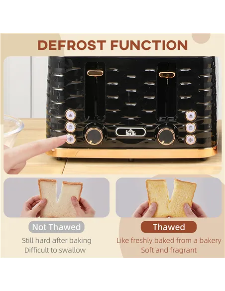 HOMCOM Four-Slice Rippled Toaster - Black