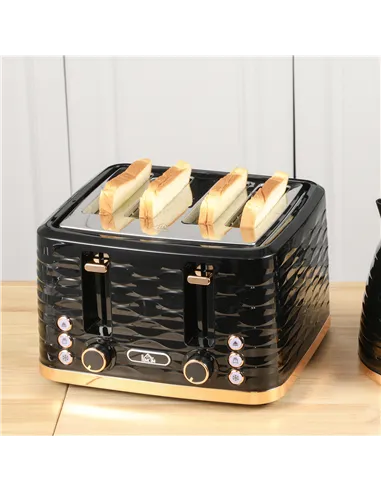 HOMCOM Four-Slice Rippled Toaster - Black