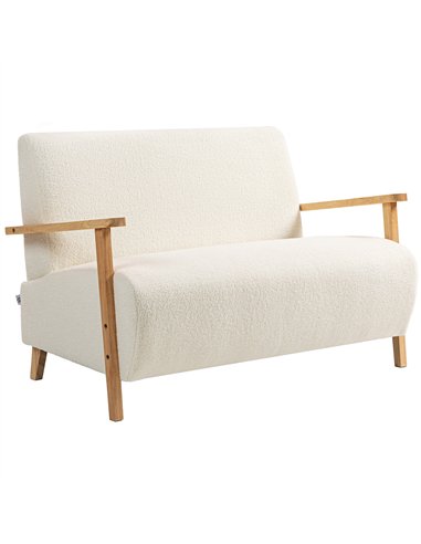 HOMCOM Small Sherpa Fabric 2 Seater Sofa Settee - Cream White