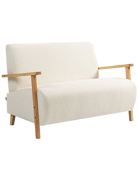 HOMCOM Small Sherpa Fabric 2 Seater Sofa Settee - Cream White