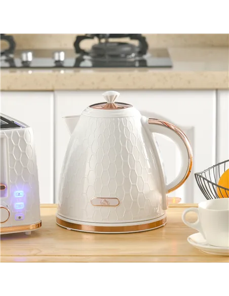 HOMCOM 3kW Rapid Boil Honeycomb Kettle - Cream