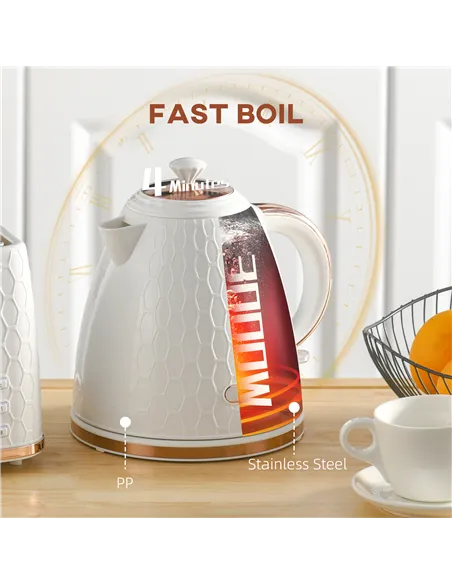HOMCOM 3kW Rapid Boil Honeycomb Kettle - Cream