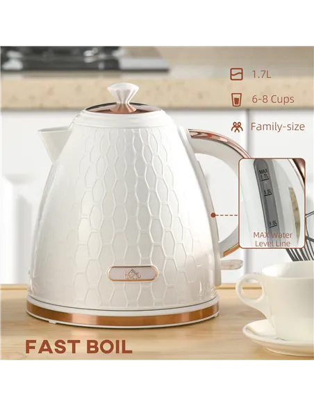 HOMCOM 3kW Rapid Boil Honeycomb Kettle - Cream