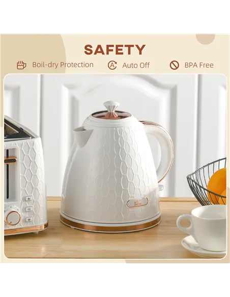 HOMCOM 3kW Rapid Boil Honeycomb Kettle - Cream