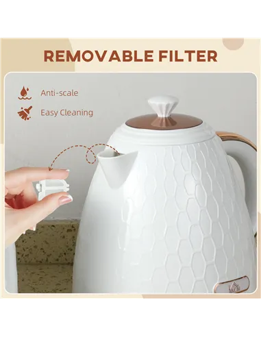 HOMCOM 3kW Rapid Boil Honeycomb Kettle - Cream
