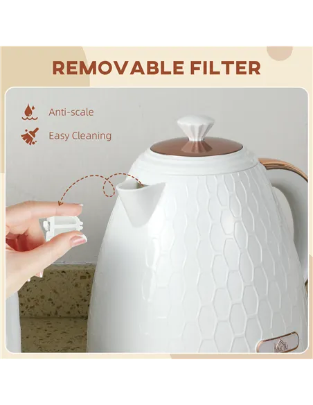 HOMCOM 3kW Rapid Boil Honeycomb Kettle - Cream