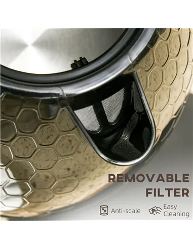 HOMCOM 3kW Rapid Boil Honeycomb Kettle - Black