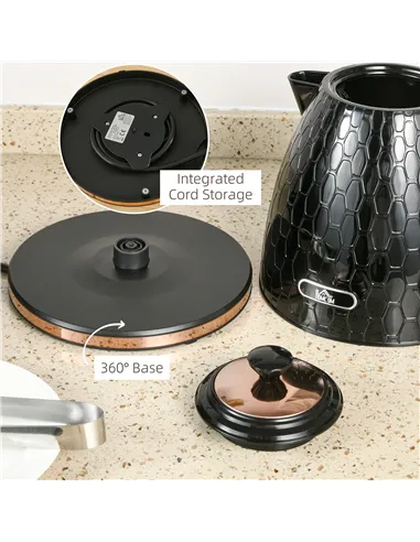 HOMCOM 3kW Rapid Boil Honeycomb Kettle - Black