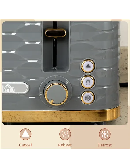 HOMCOM Four-Slice Rippled Toaster - Grey