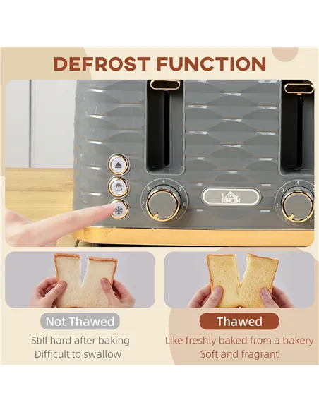 HOMCOM Four-Slice Rippled Toaster - Grey