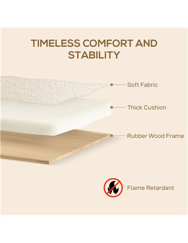 HOMCOM Small Sherpa Fabric 2 Seater Sofa Settee - Cream White