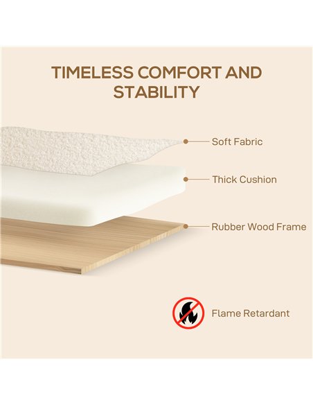 HOMCOM Small Sherpa Fabric 2 Seater Sofa Settee - Cream White