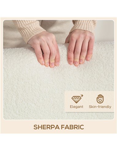 HOMCOM Small Sherpa Fabric 2 Seater Sofa Settee - Cream White