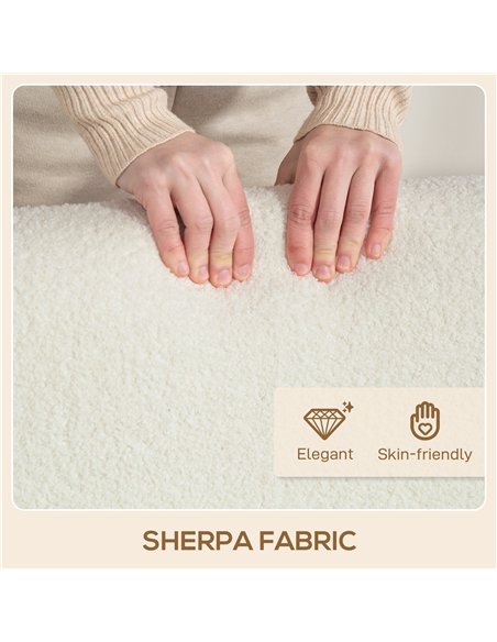 HOMCOM Small Sherpa Fabric 2 Seater Sofa Settee - Cream White