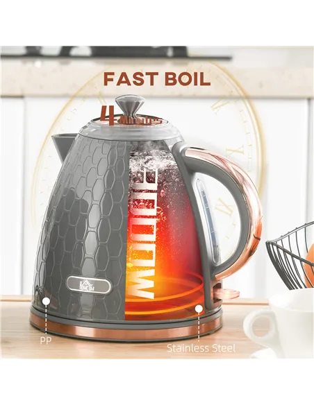 HOMCOM 3kW Rapid Boil Honeycomb Kettle - Grey